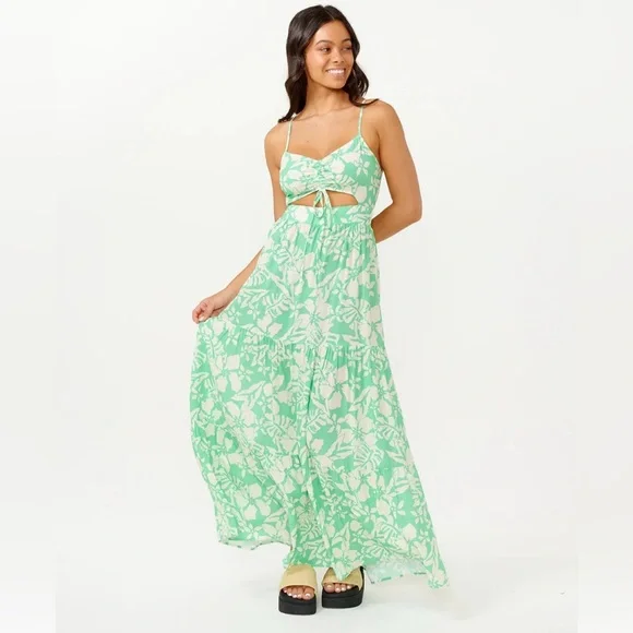 Rip Curl Sun To Sea Maxi Dress Tropical Green - Picture 4 of 10